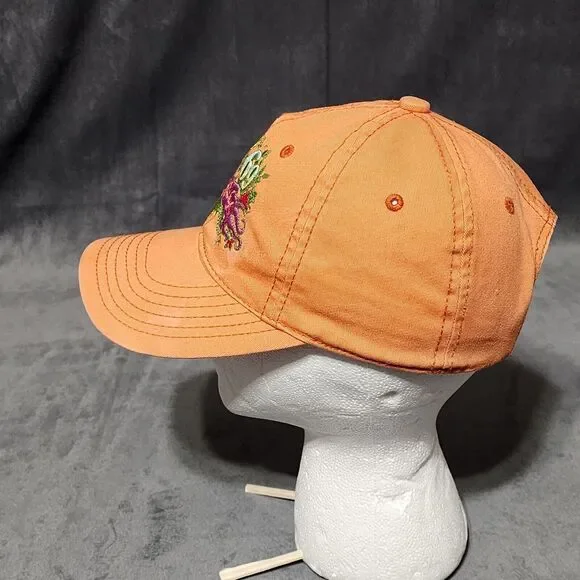 Lucky Brand 69 Orange Baseball Cap Hat Adj. Size Cotton Fairy Gypsy Whimsical - Picture 4 of 12
